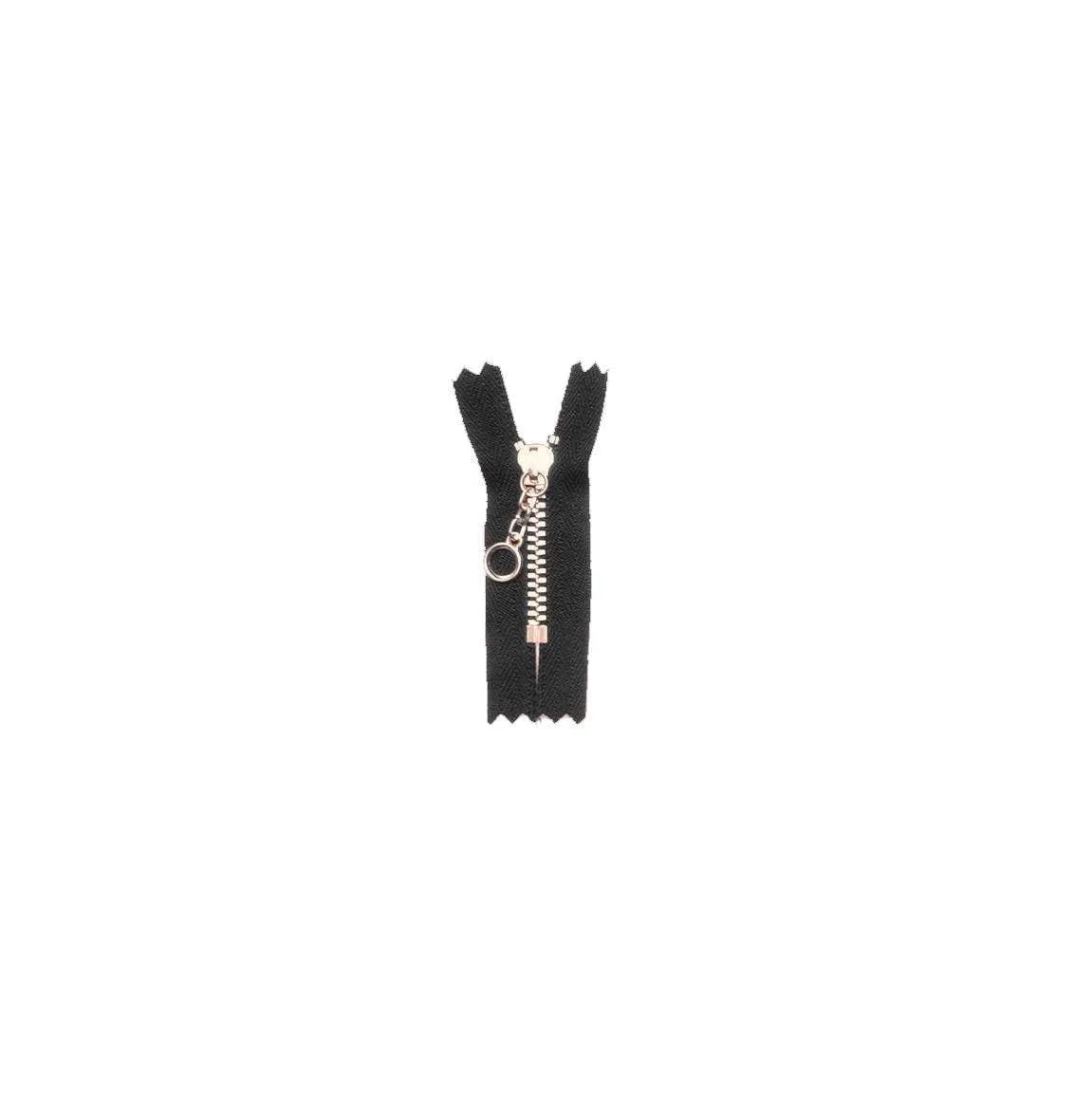 #3 Metal, Black, 6" YKK Closed End Handbag Zipper with Brass Teeth, #451-6-BLK-BRS