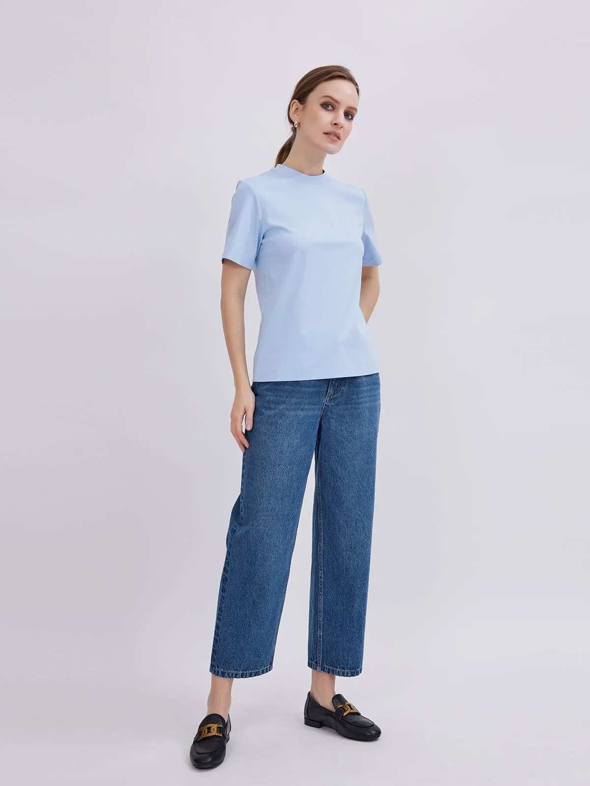 ASOBIO Mid-Low Rise Straight-Leg Cropped Jeans