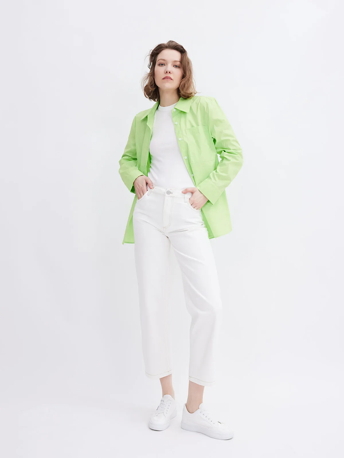 ASOBIO Mid-Low Rise Straight-Leg Cropped Jeans