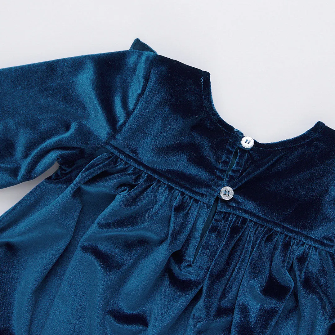 Baby Girls Velour Quinn Bubble - Midnight Blue