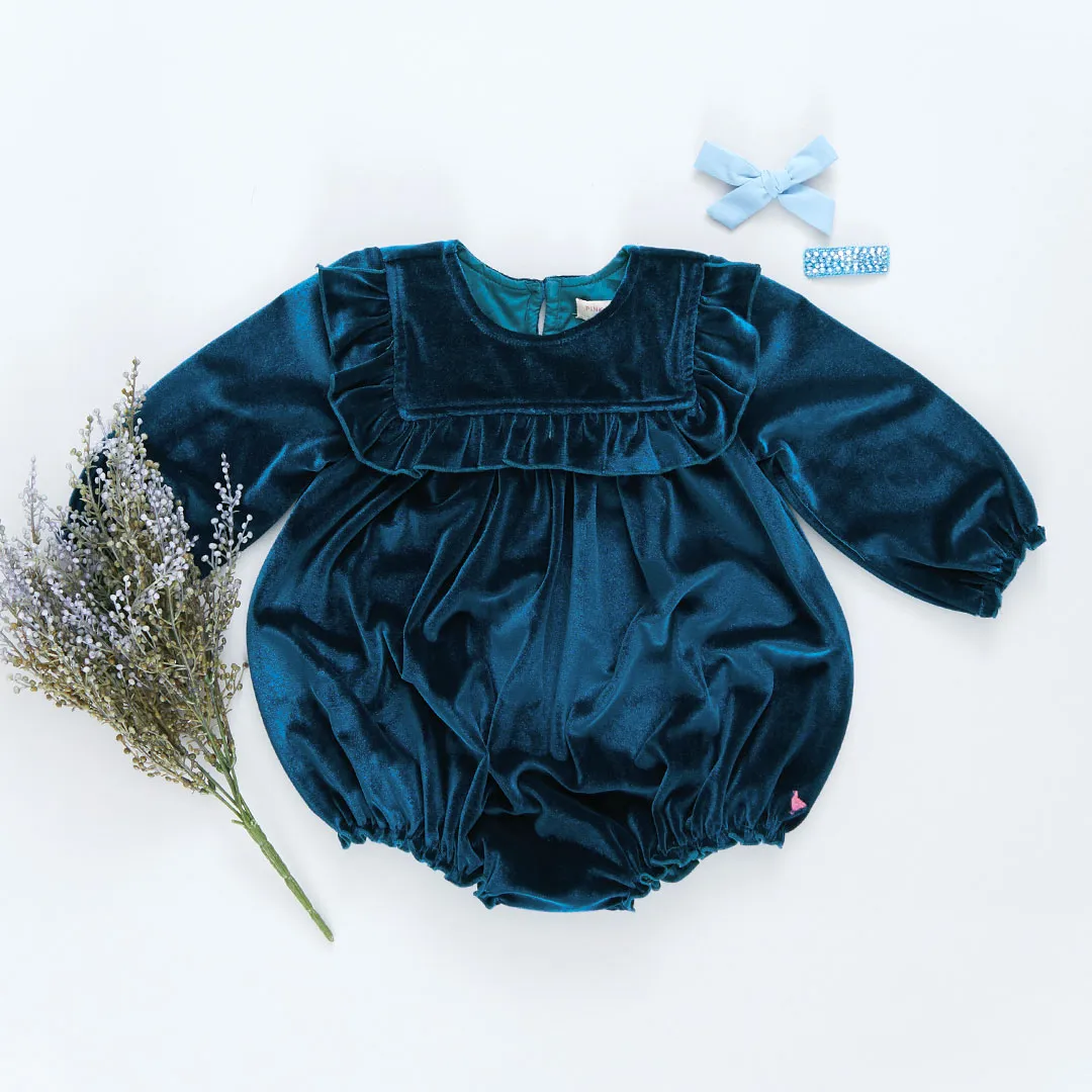 Baby Girls Velour Quinn Bubble - Midnight Blue