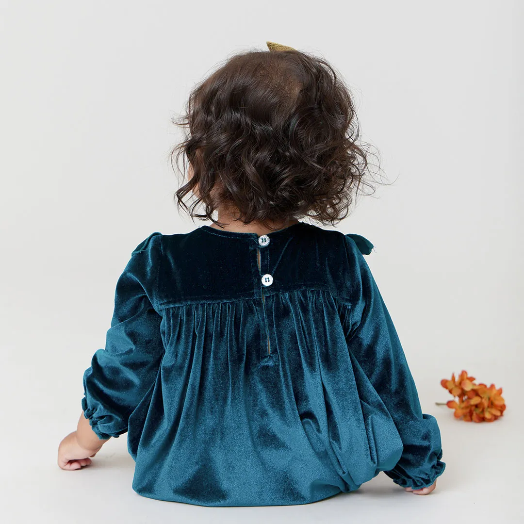 Baby Girls Velour Quinn Bubble - Midnight Blue
