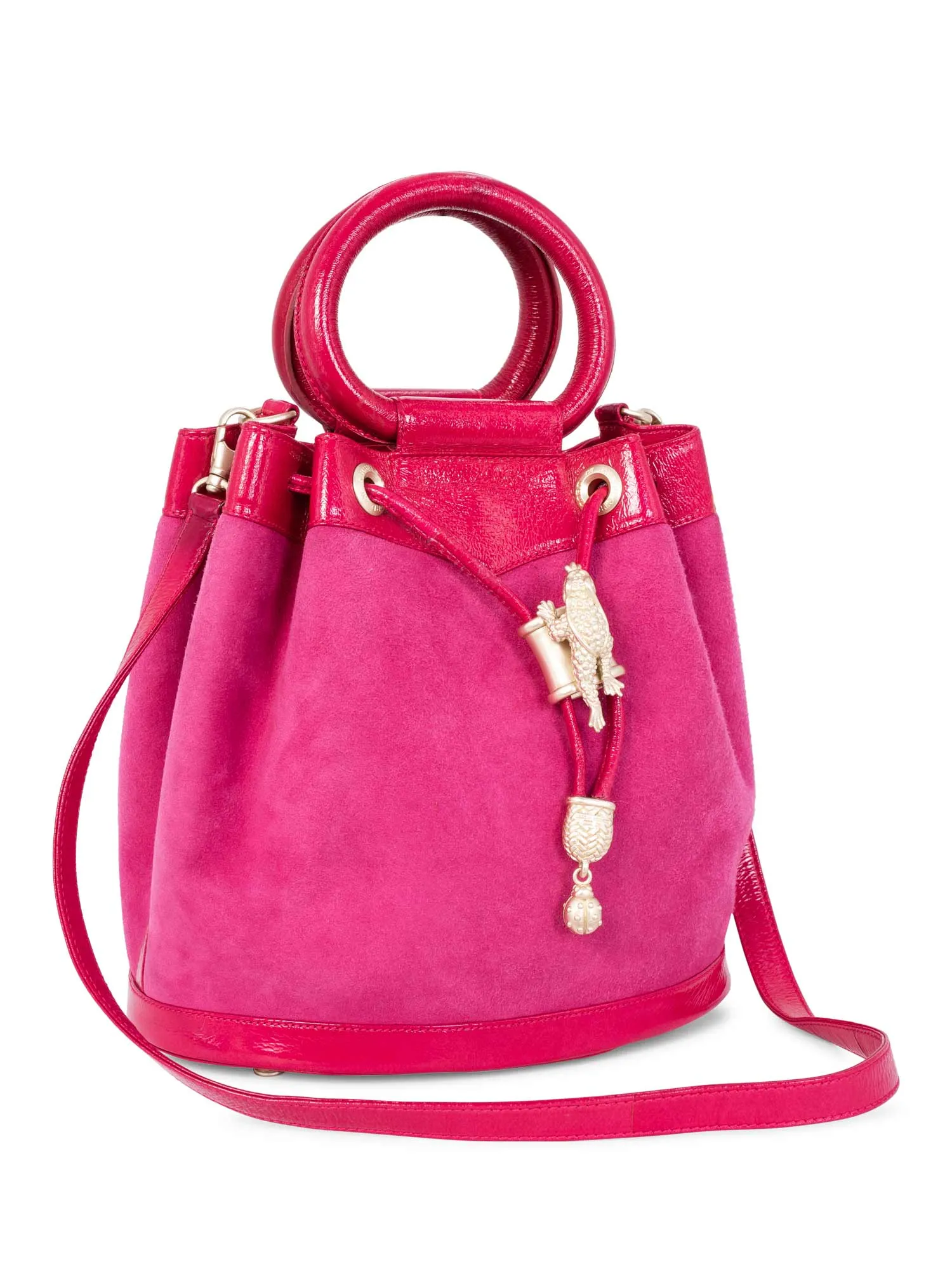 Barry Kieselstein-Cord Leather Frog Bucket Bag Pink