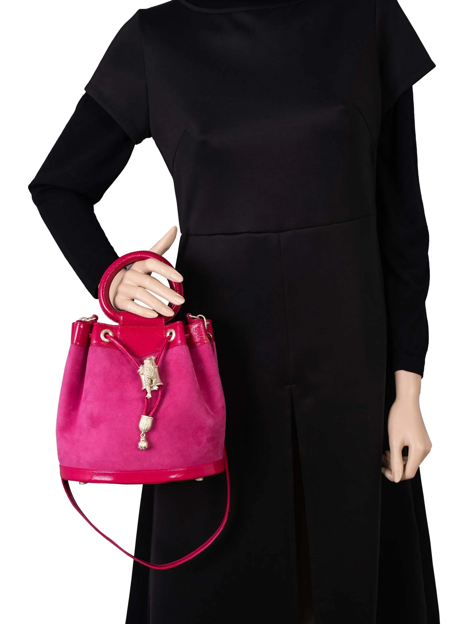 Barry Kieselstein-Cord Leather Frog Bucket Bag Pink