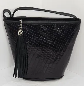 Black Crocodile Embossed Genuine Leather Handbag.#TR2099Bce,Purses for girls, women,Universal Use handbag,Unique design Made in USA.