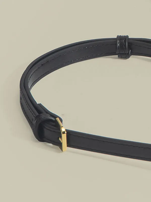Black Leather Bucket Shoulder Bag