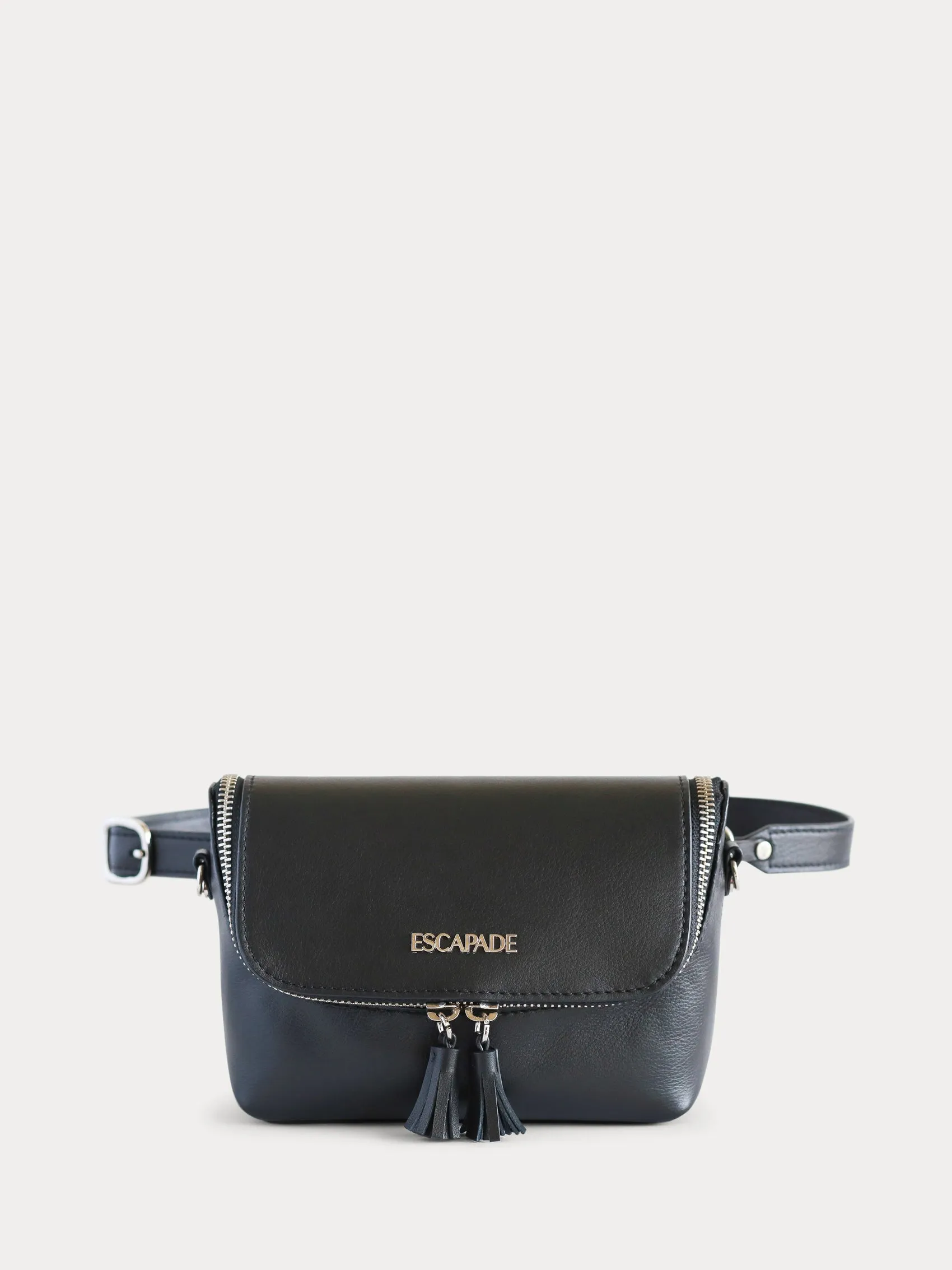 Chelsea. Black Leather Belt Bag