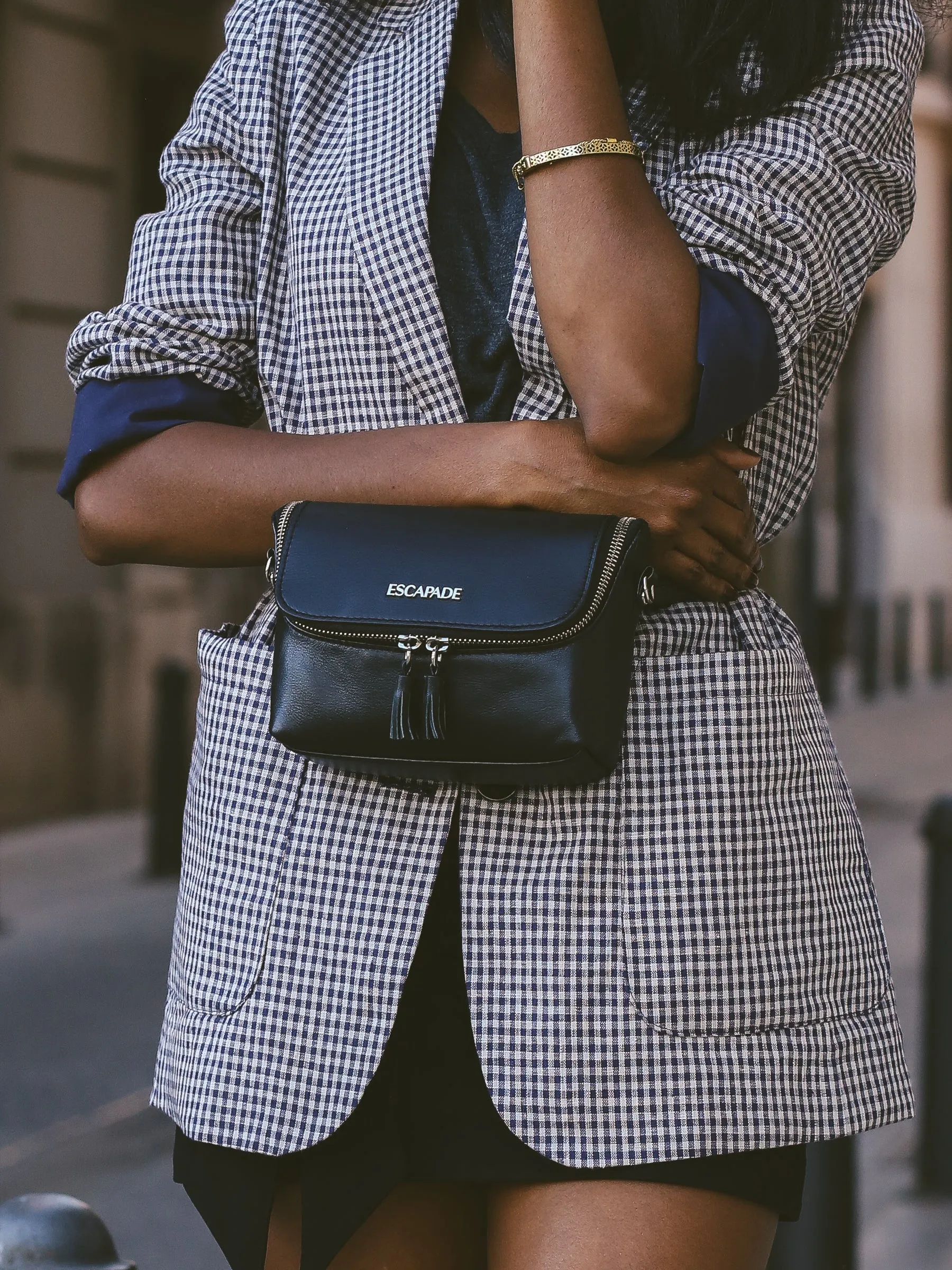 Chelsea. Black Leather Belt Bag