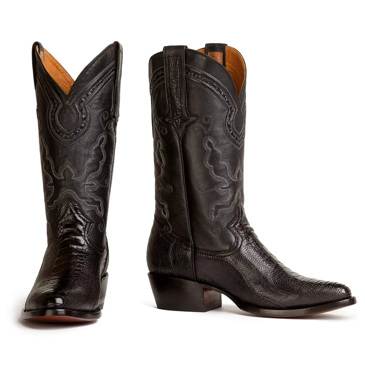 Collin Ostrich Leg Classic Western Boot - Black