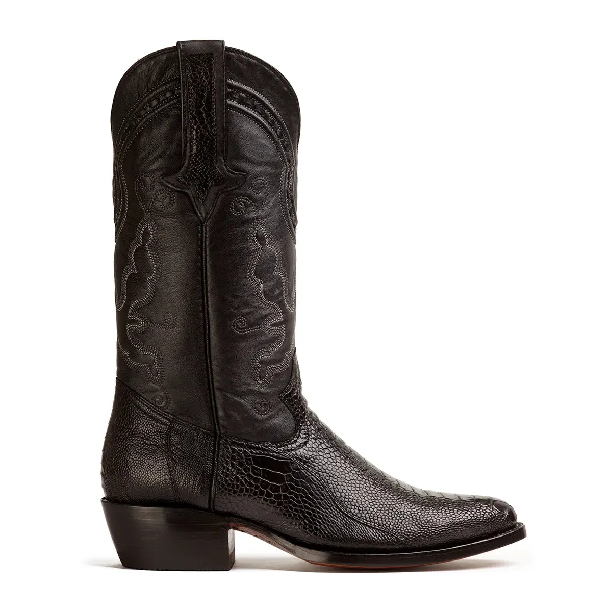 Collin Ostrich Leg Classic Western Boot - Black