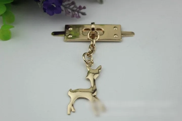 Deer Purse Label 1/10pcs Bag Hardware Charm Gold Gunmetal Handmade Purse Handbag Making Metal Decoration 75mm 2 7/8" Wholesale Bulk Supplies