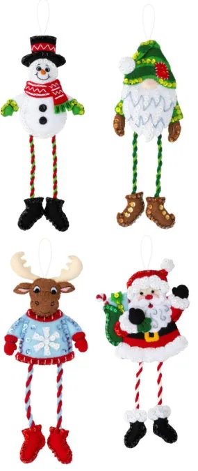 DIY Bucilla Dangling Leg Friends Christmas Gnome Felt Tree Ornament Kit