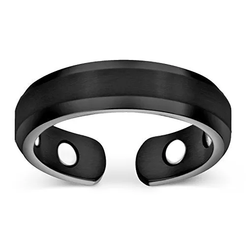 Elegant Titanium Magnetic Therapy Ring - Black, Size 10