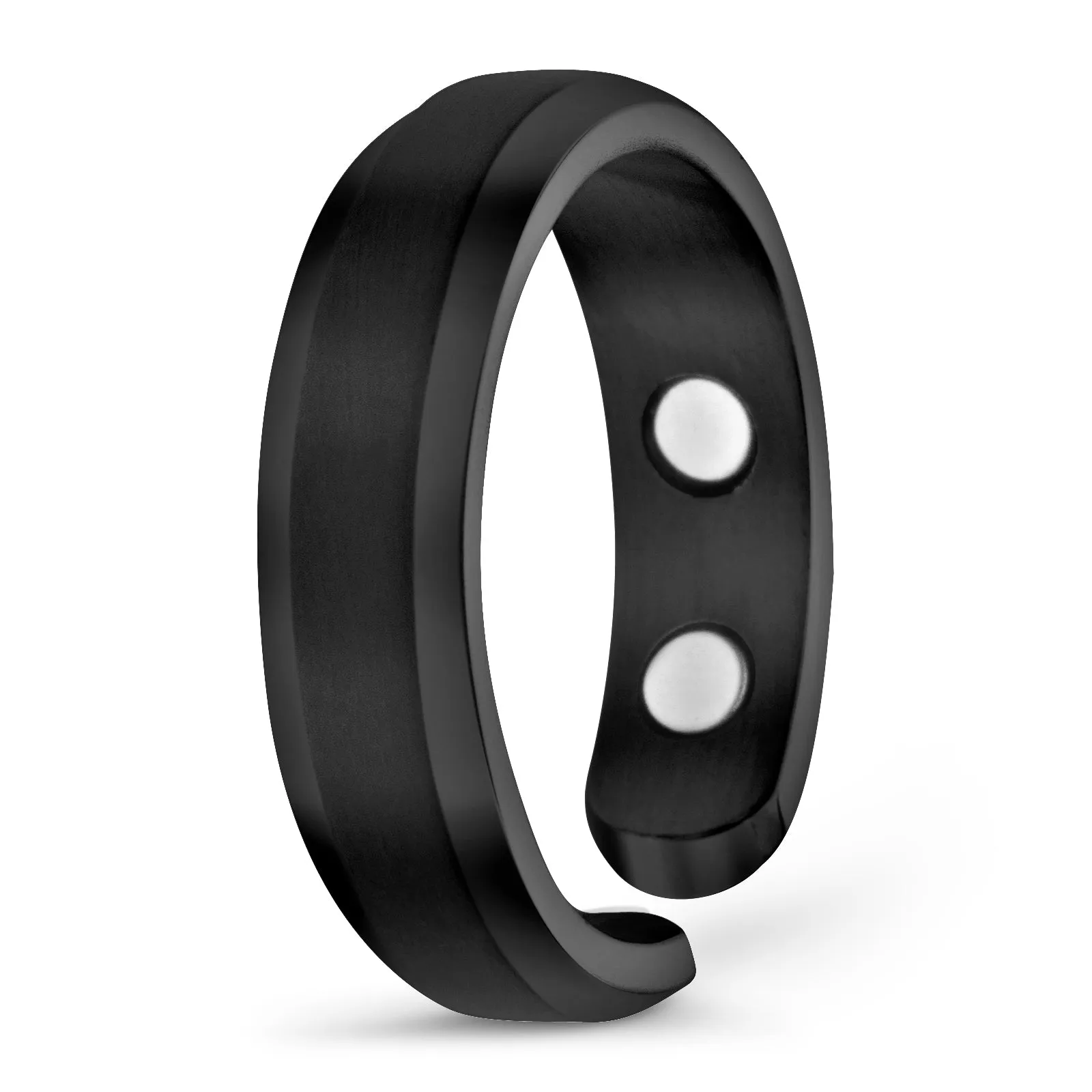 Elegant Titanium Magnetic Therapy Ring - Black, Size 10