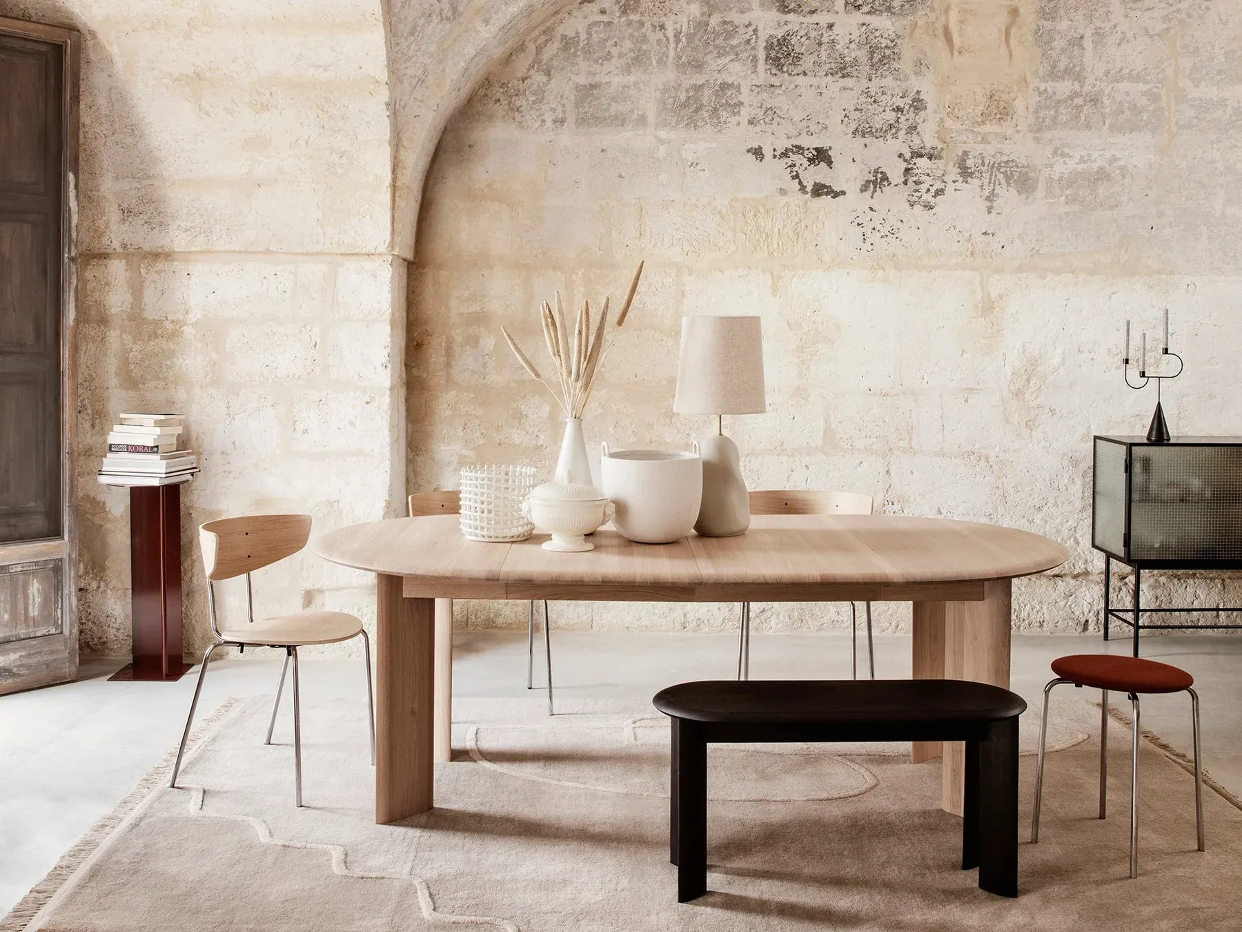 ferm Living Bevel Table 2x Extendable in White Oiled Oak