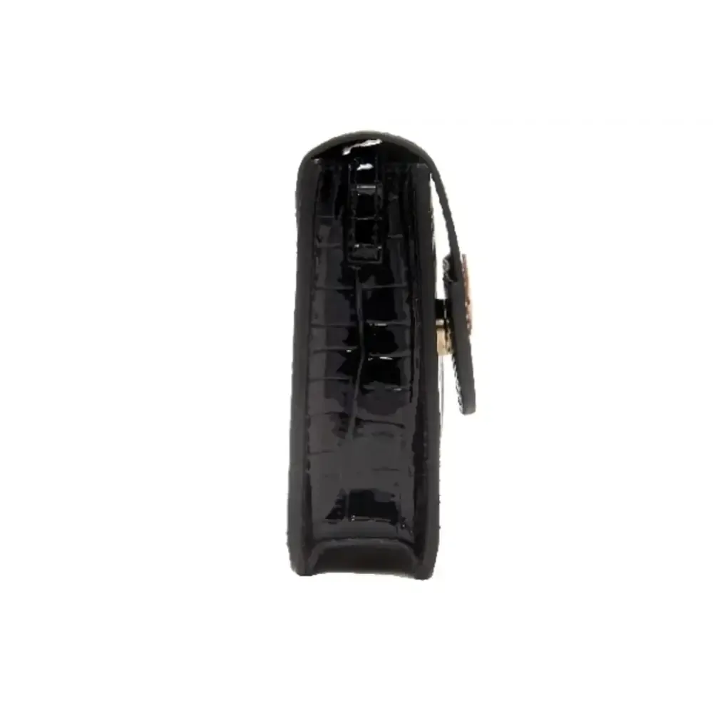 FIKA Ladies purse handbags for women with Magnet Closure (Patent Black)
