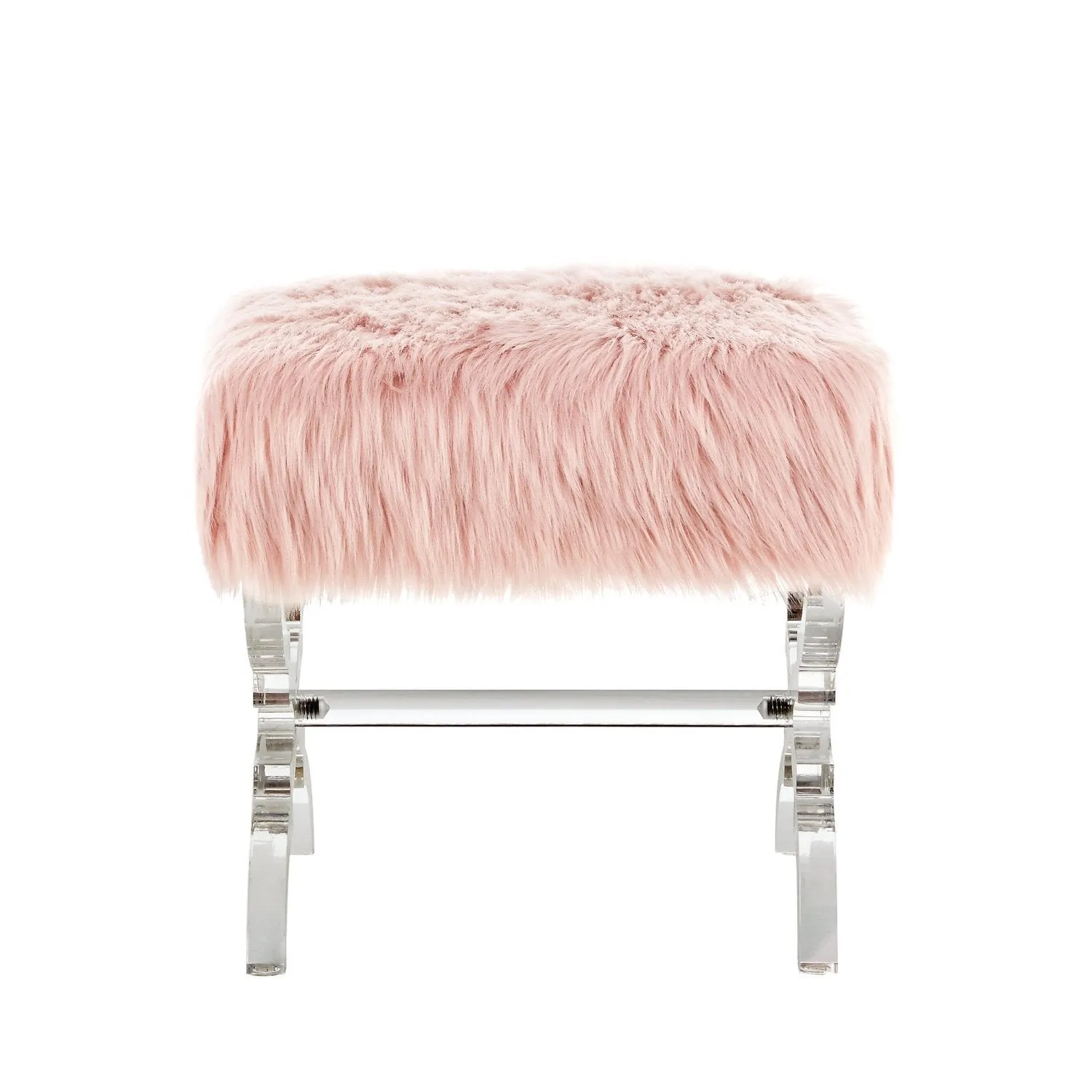 Giselle Faux Fur X-Leg Ottoman