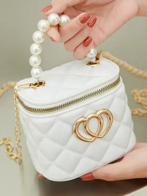Heart Patent Bucket Handbag