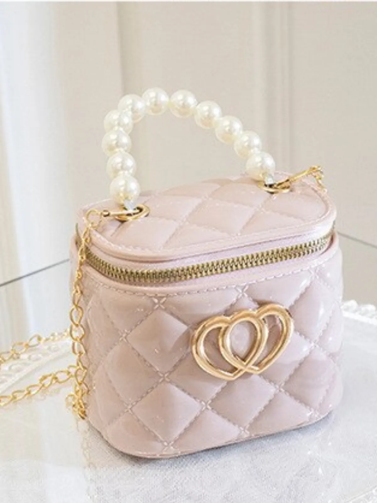 Heart Patent Bucket Handbag