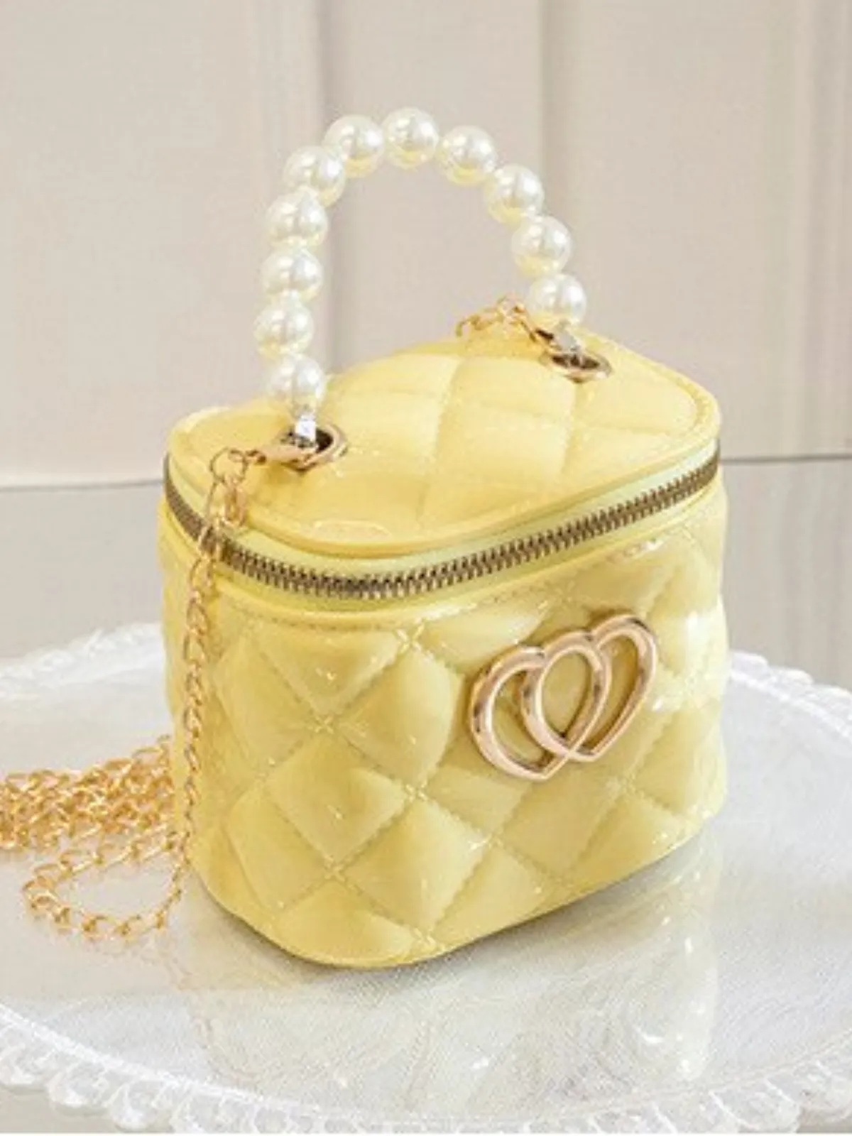 Heart Patent Bucket Handbag