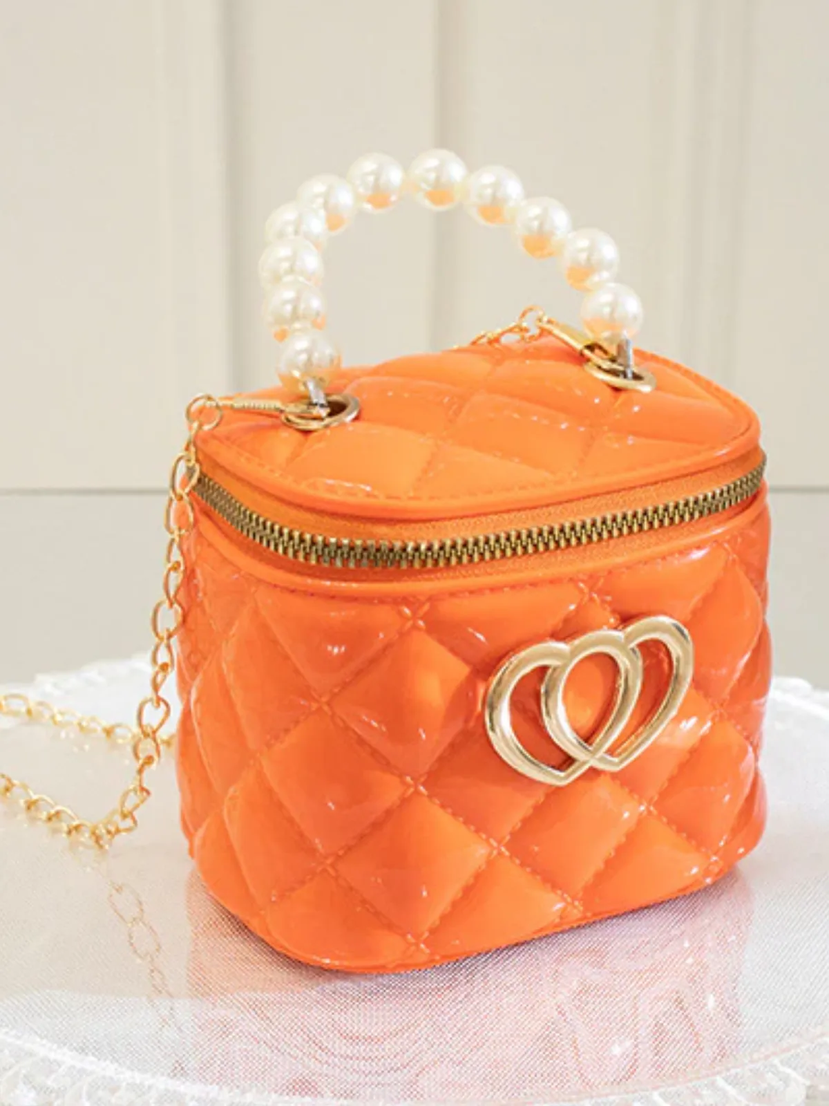 Heart Patent Bucket Handbag