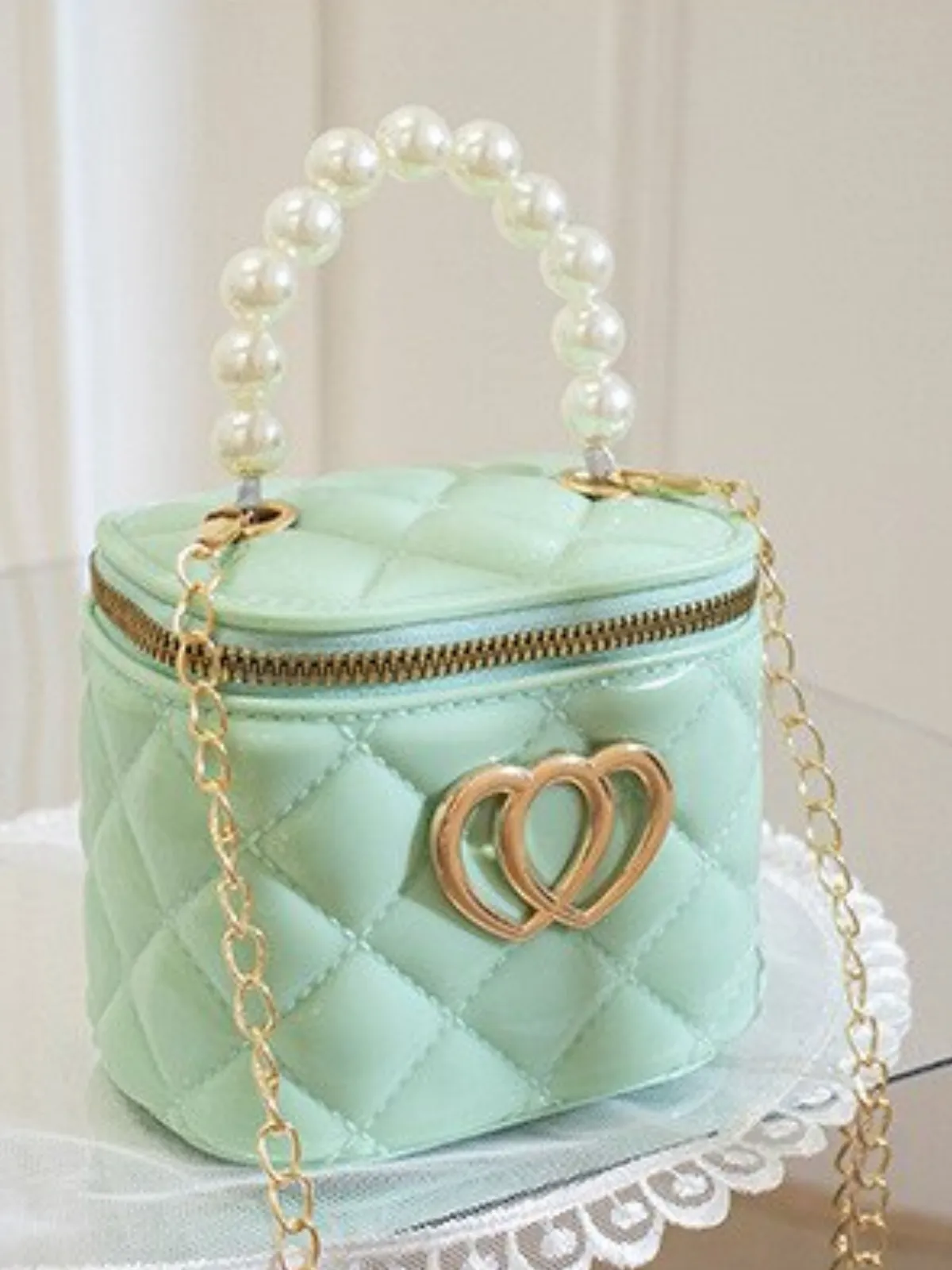 Heart Patent Bucket Handbag