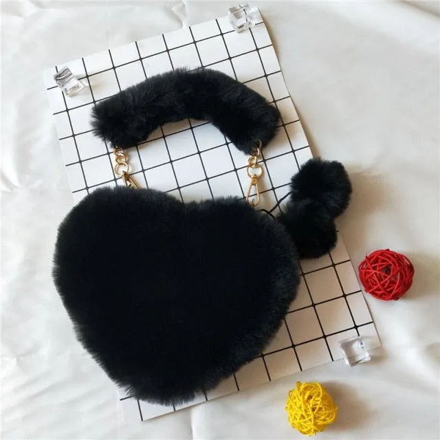 Heart Shaped Purse/Heart Shaped kate spade purse/Heart Shaped purse kate spade/GORGEOUS FAUX FUR HEART SHAPE HANDBAGS/heart shaped bag