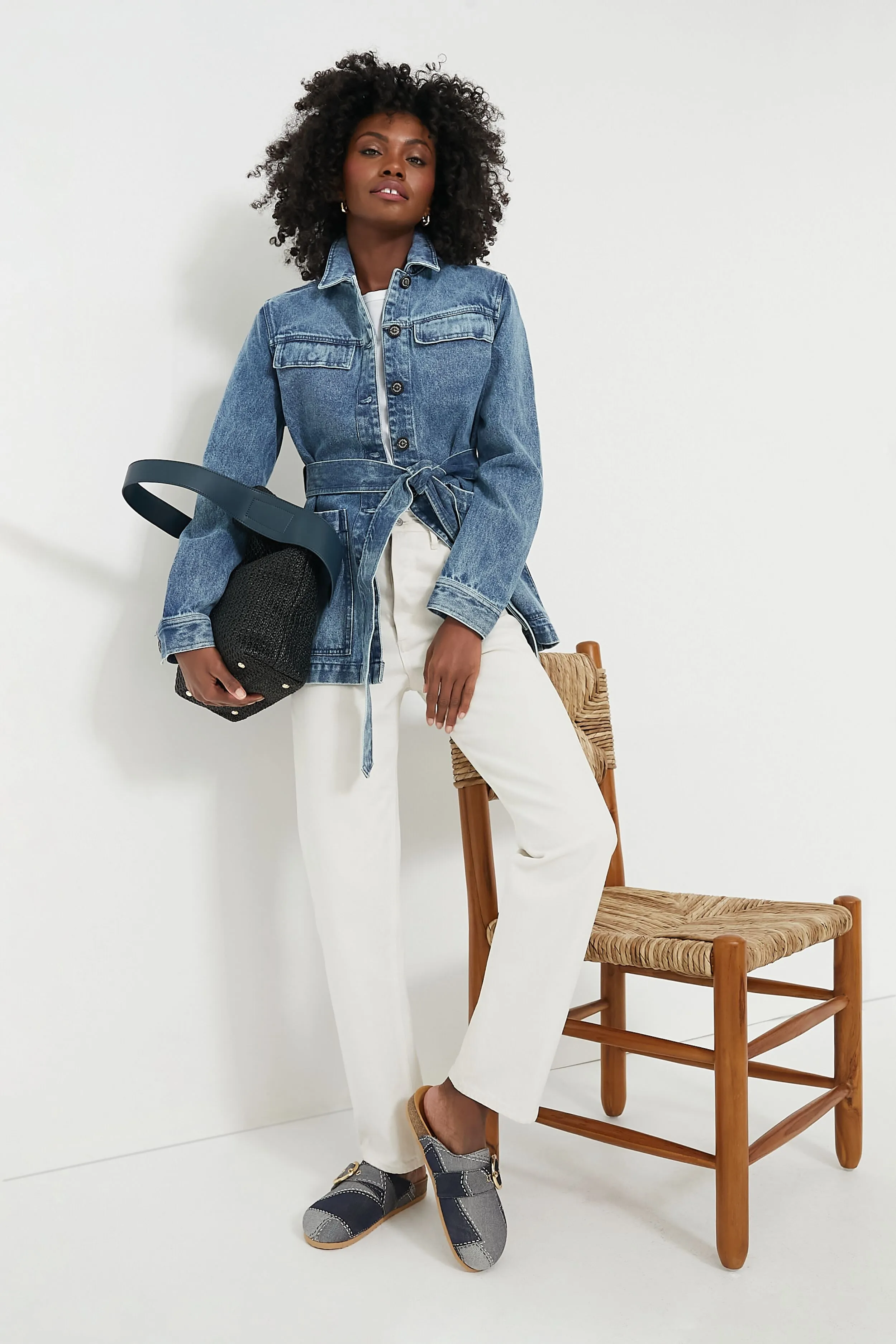 Huntington Black Raffia Bucket Bag