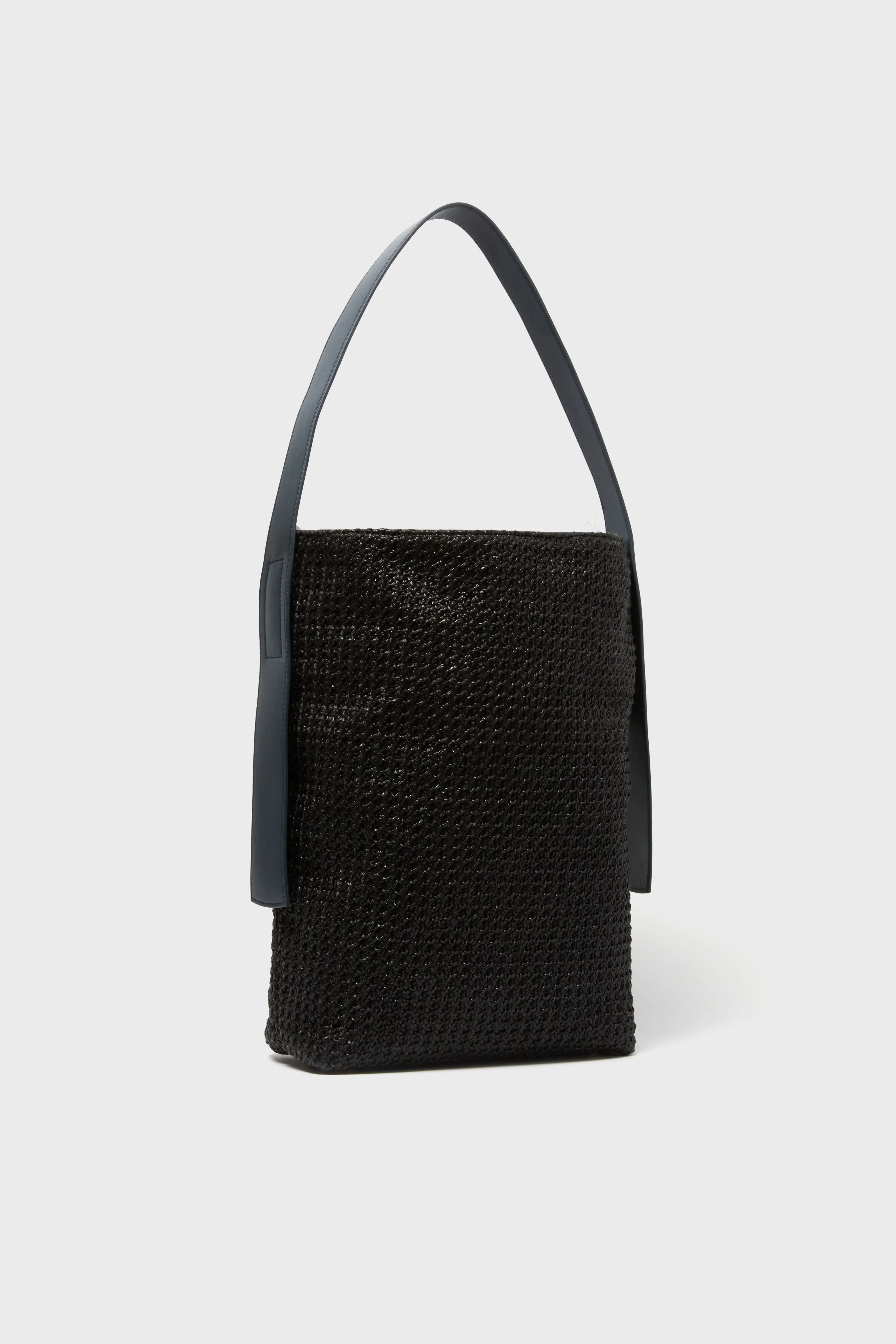 Huntington Black Raffia Bucket Bag