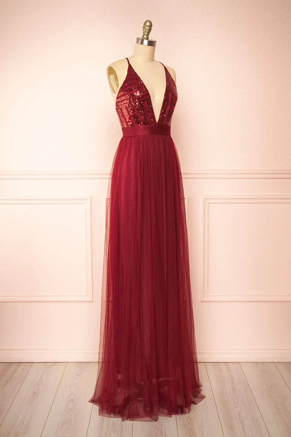 Kaia Burgundy | Sequin Gown