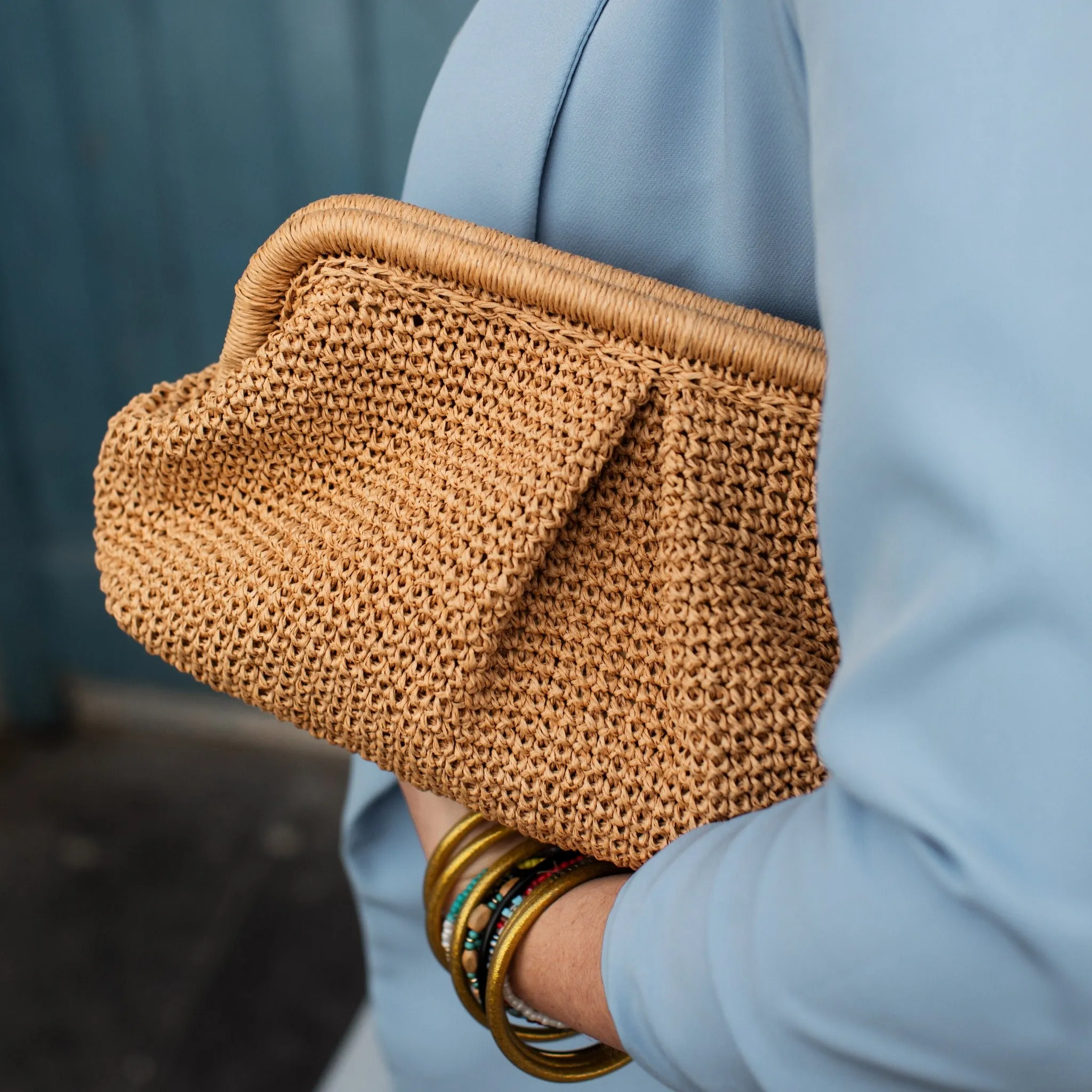 Large Raffia Clutch Bag