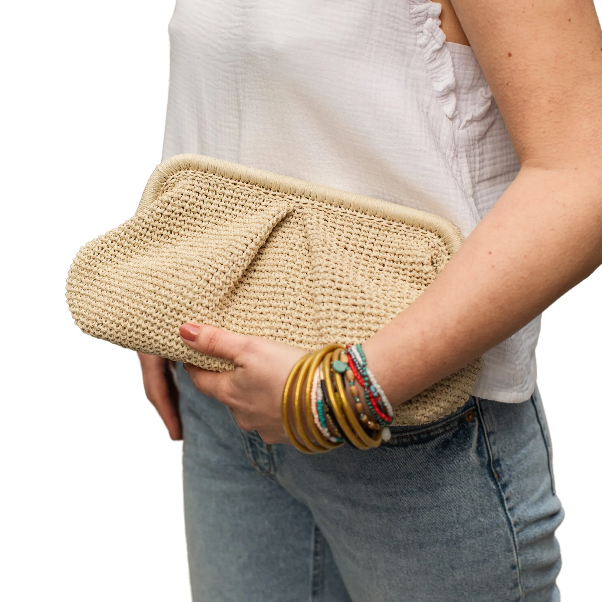 Large Raffia Clutch Bag
