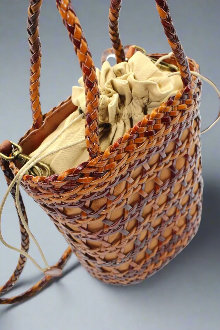 Luxurious Handcrafted Leather Basket Weaved Bag