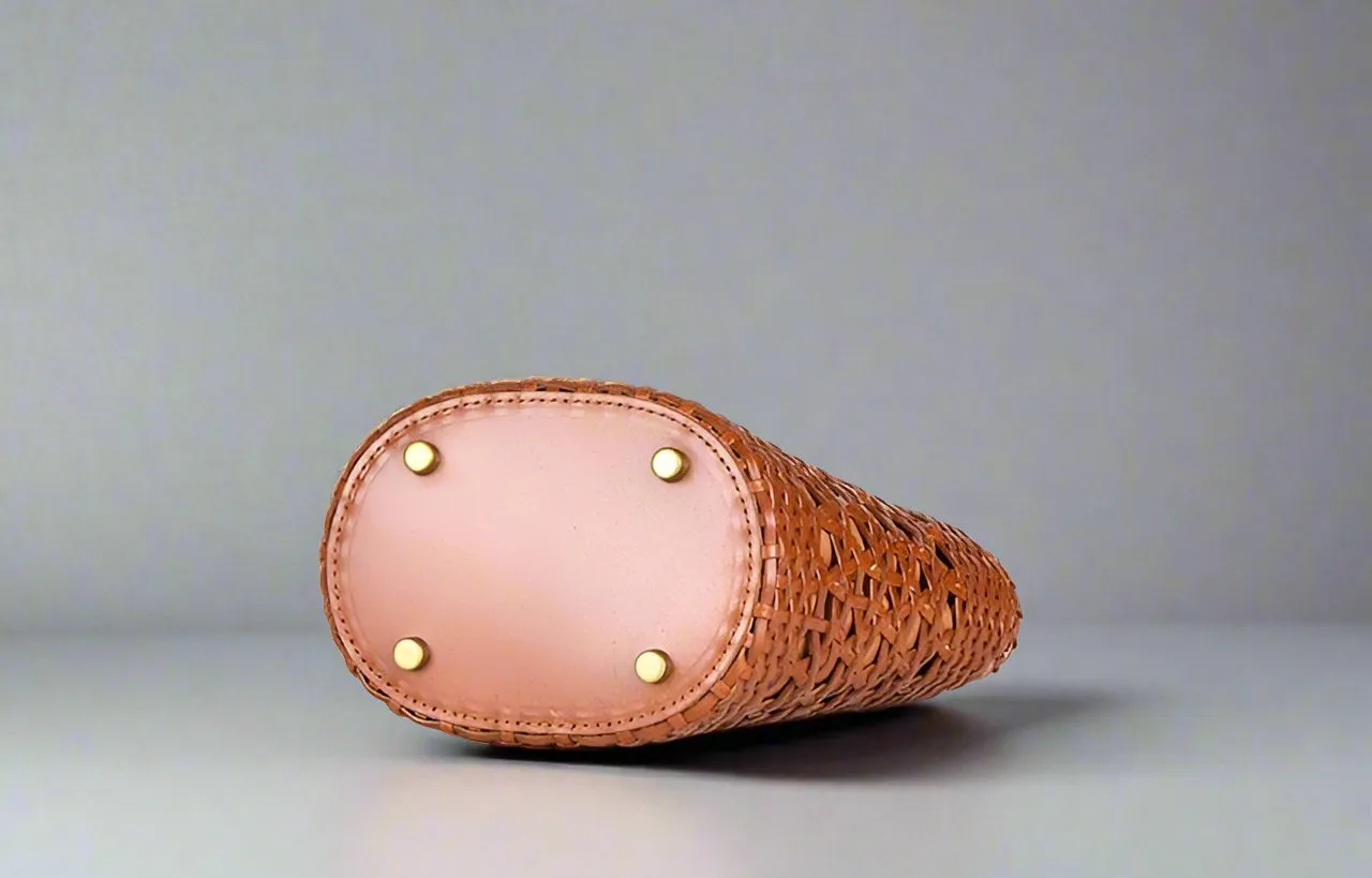 Luxurious Handcrafted Leather Basket Weaved Bag