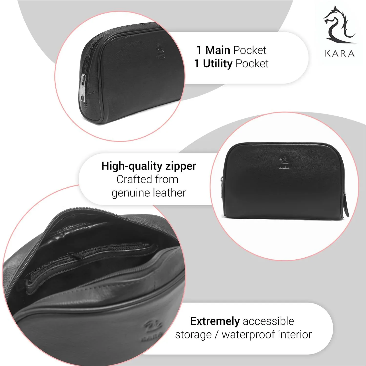 Malia Brown Leather Wash Bag for Men and Women