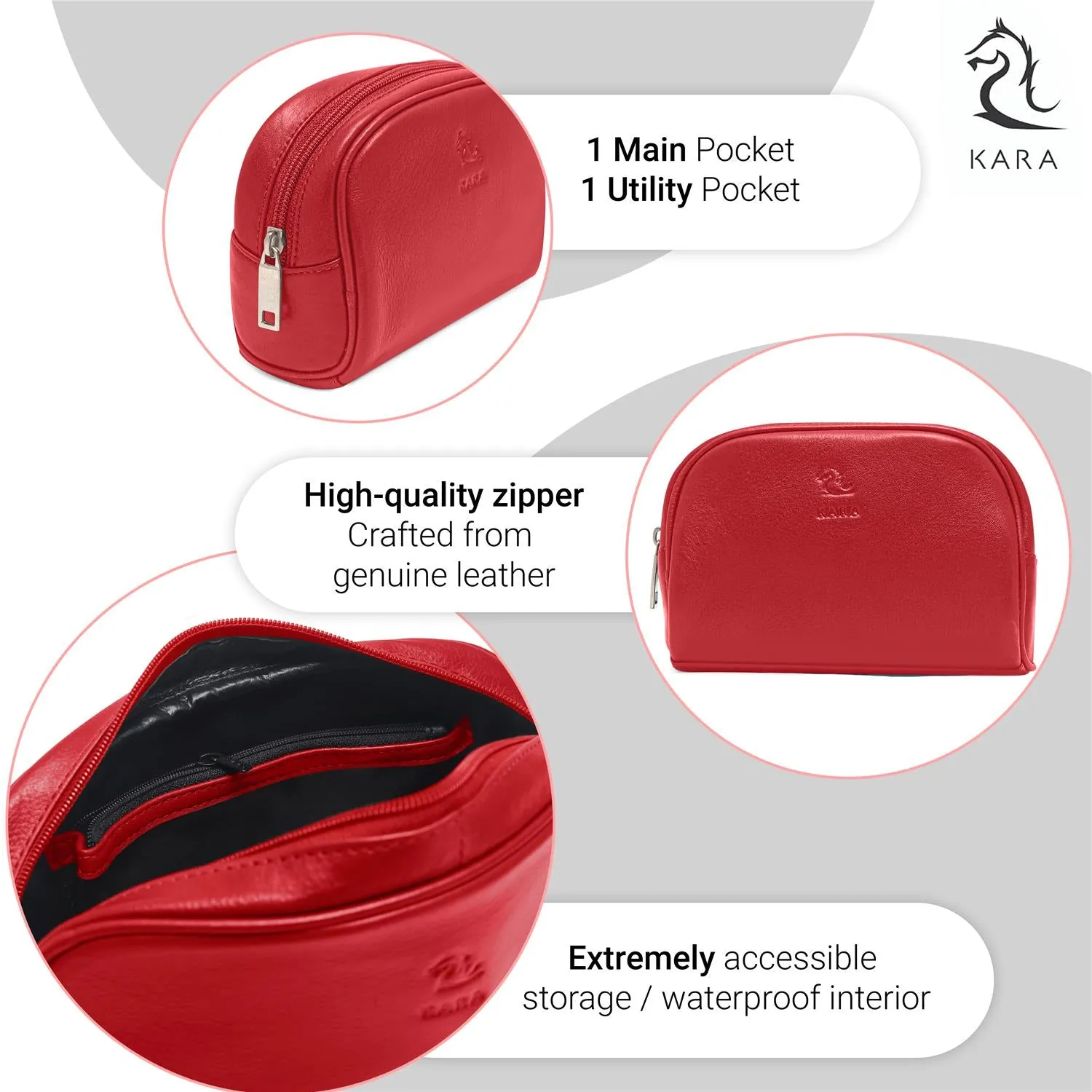 Malia Brown Leather Wash Bag for Men and Women