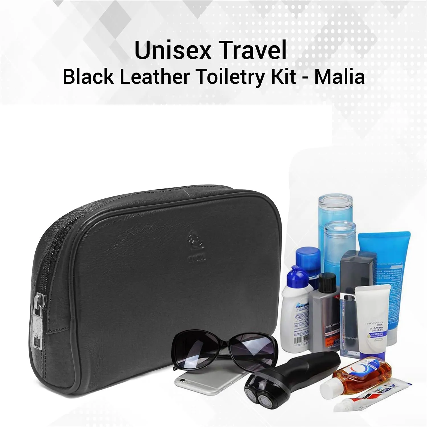 Malia Brown Leather Wash Bag for Men and Women