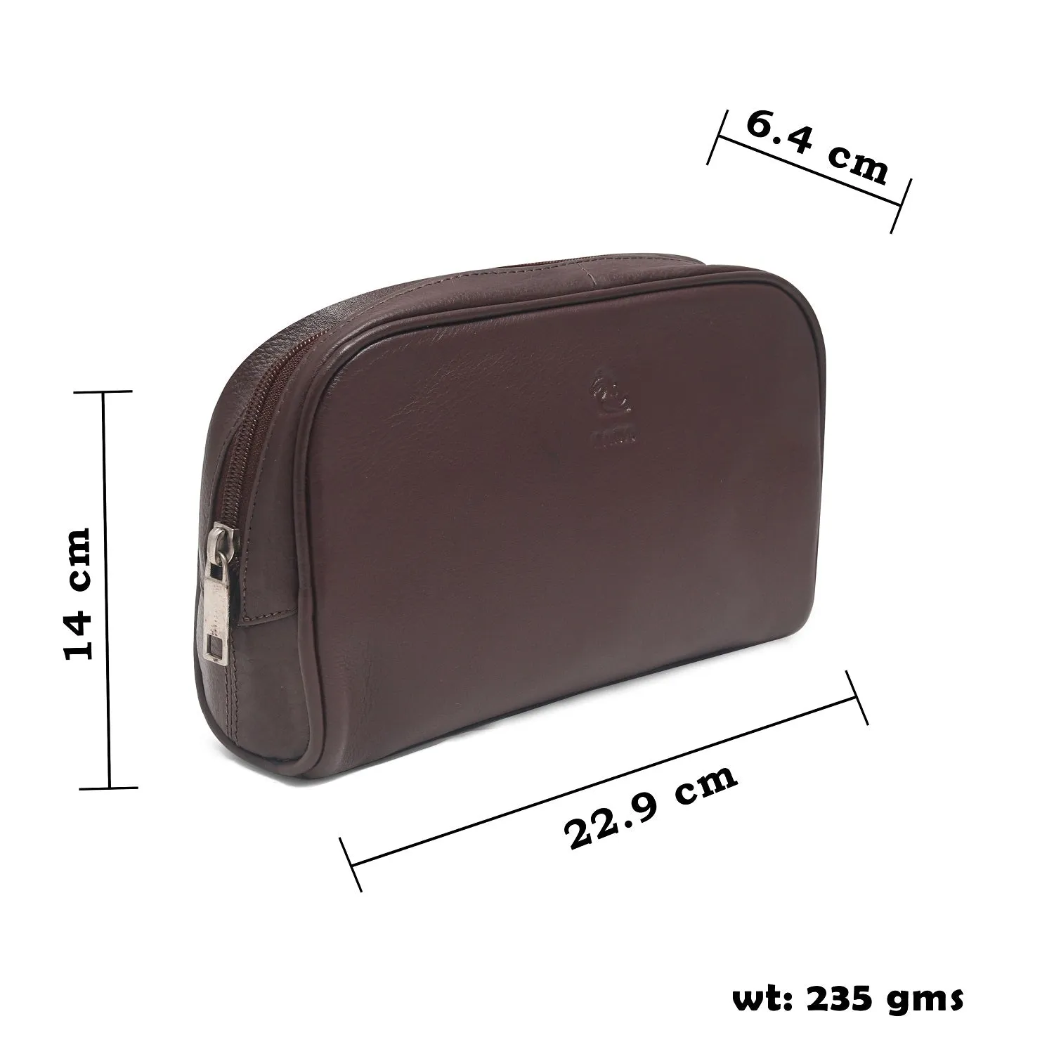 Malia Brown Leather Wash Bag for Men and Women