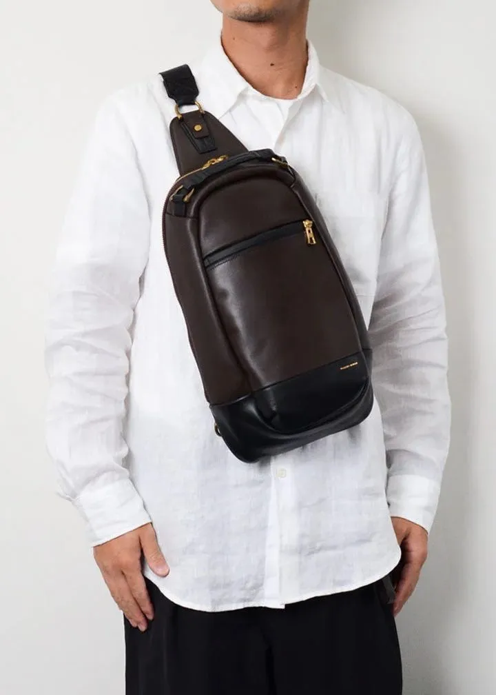 Master-Piece Gloss Leather Shoulder Bag in Chocolate
