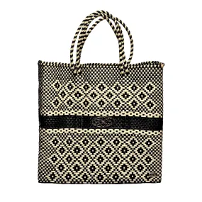 MEDIUM BLACK BEIGE AZTEC STRIPE TOTE BAG
