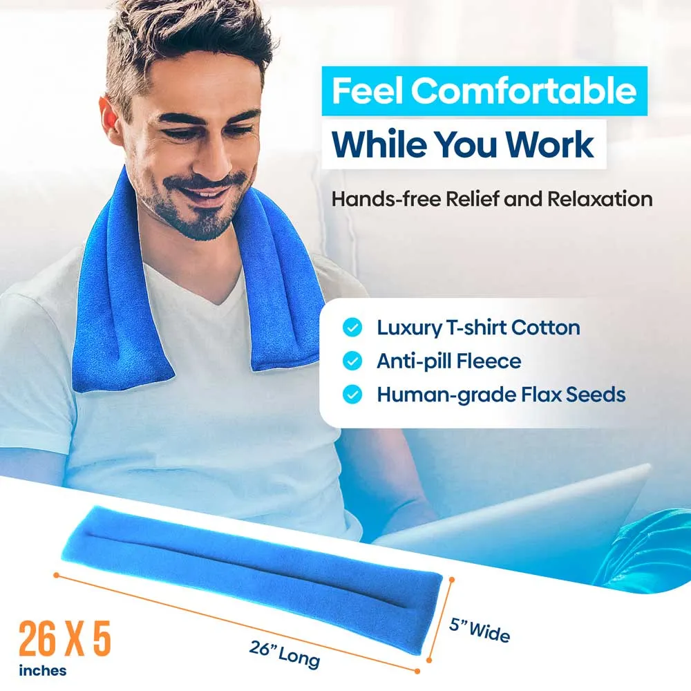 Microwavable Neck Heating Wrap, Flax Seeds, Sky Blue