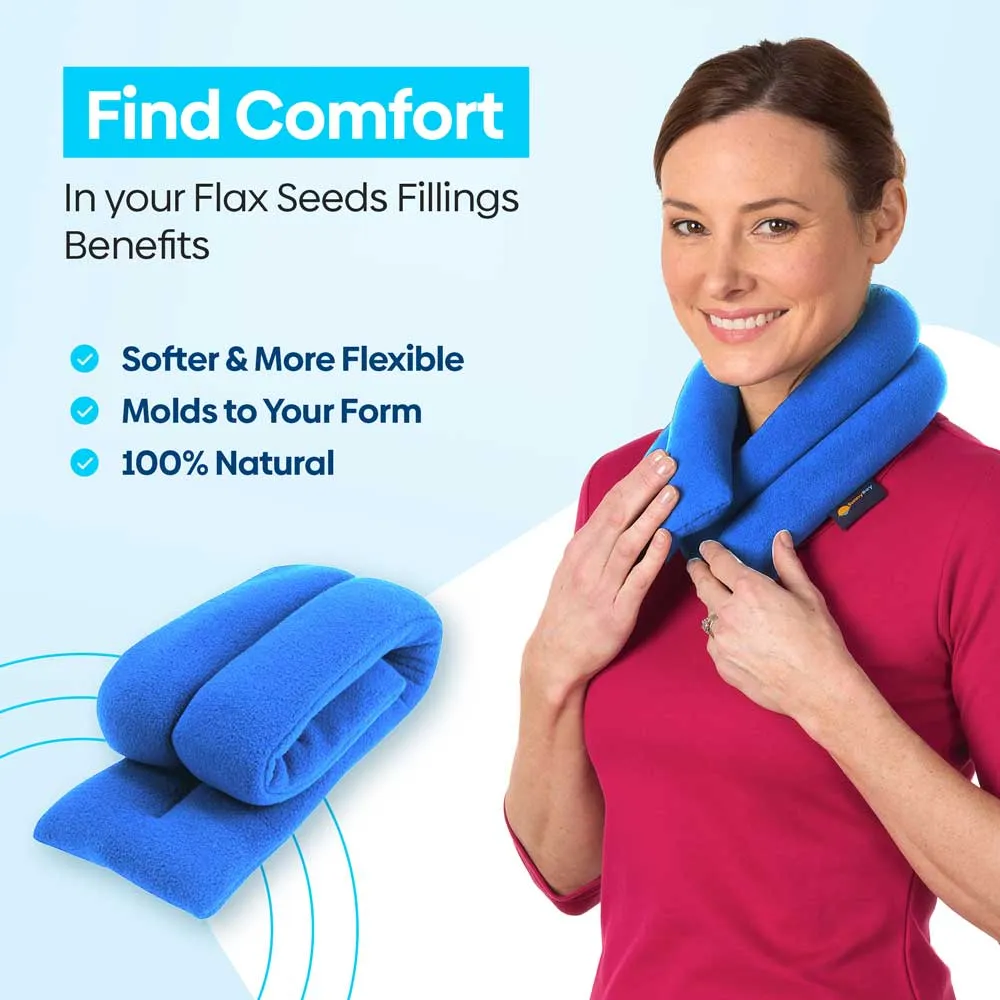 Microwavable Neck Heating Wrap, Flax Seeds, Sky Blue