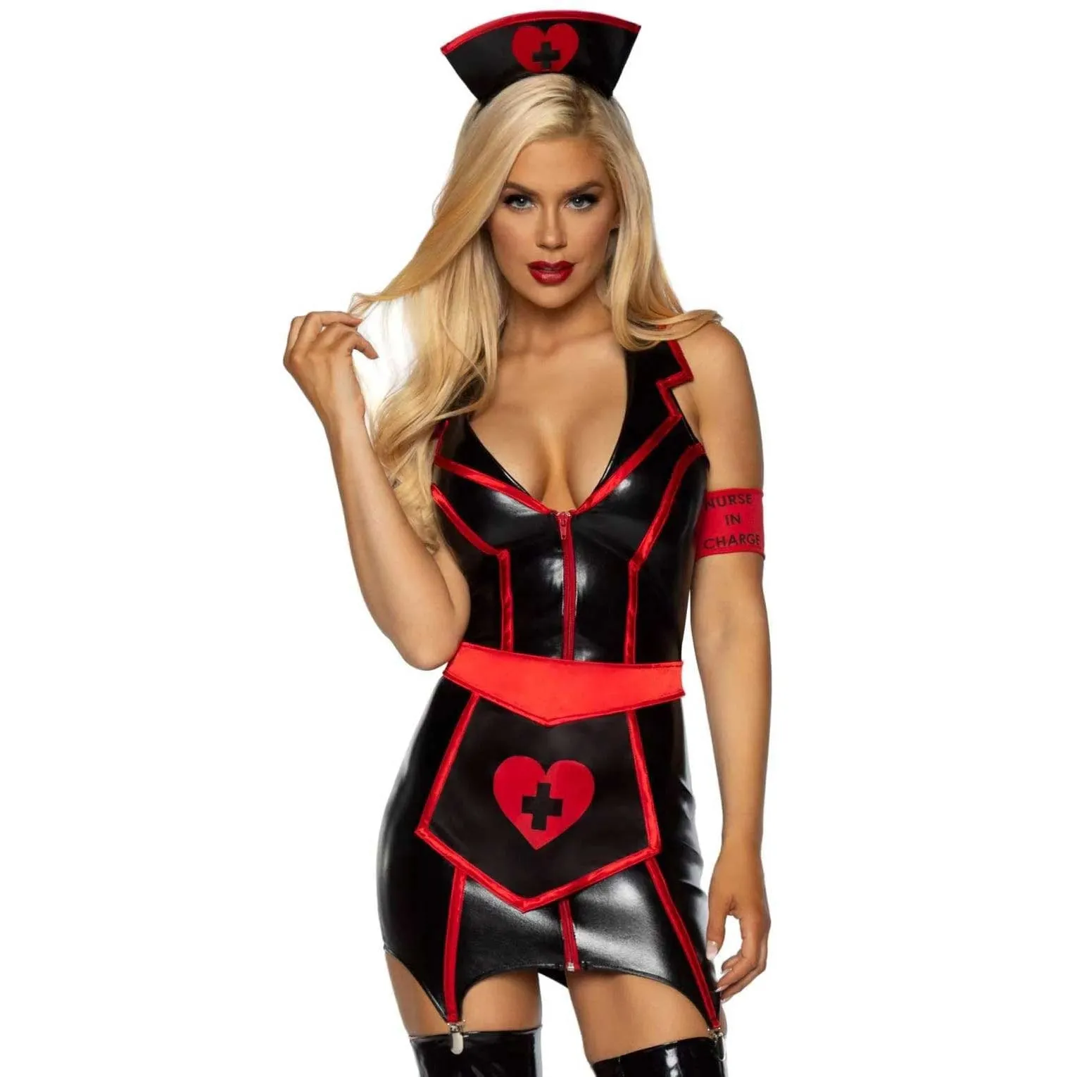 Naughty Nurse Costume - Small - Black/red