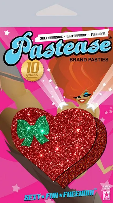 Pastease Sweety Red Glitter Heart WGreen Glitter Bow