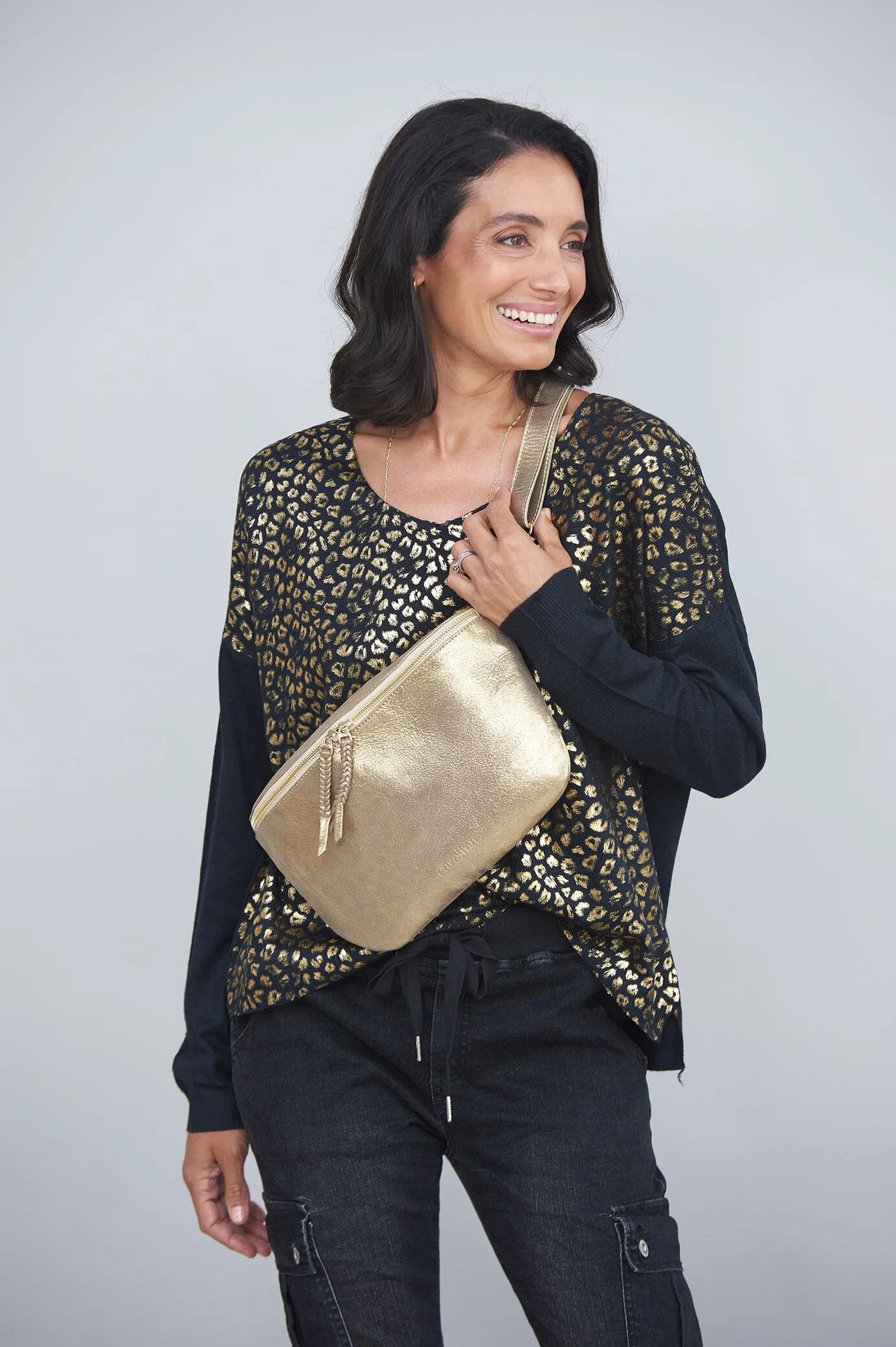 Ramona Leather Handbag Gold Metallic