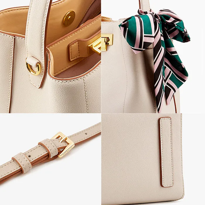 Silk Scarf Small Womens Leather Tote Bag Purse With Crossbody Strap for Women
