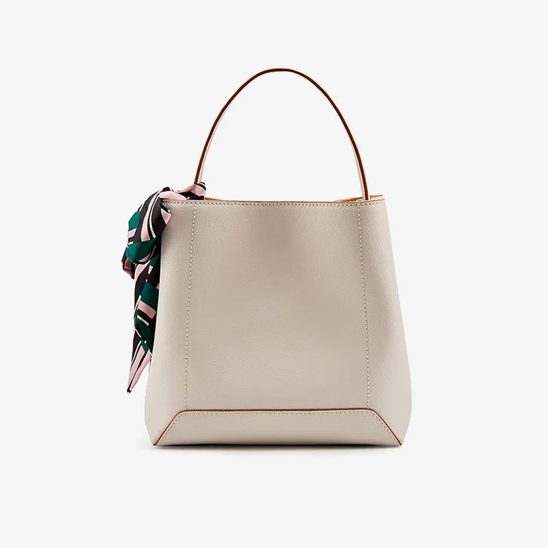 Silk Scarf Small Womens Leather Tote Bag Purse With Crossbody Strap for Women