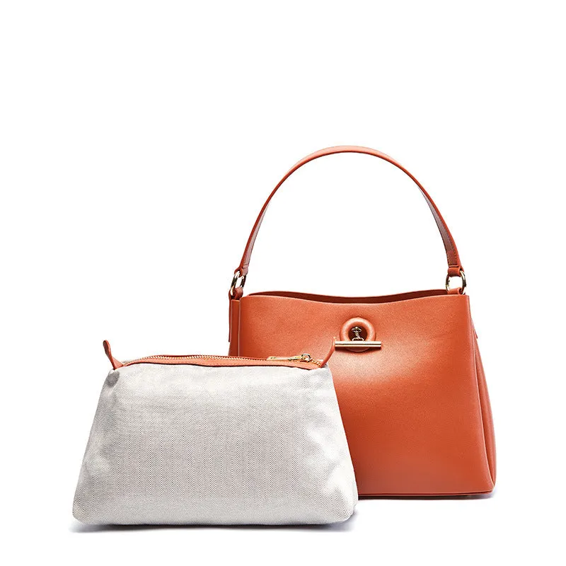 Square Pattern Leather Handbag