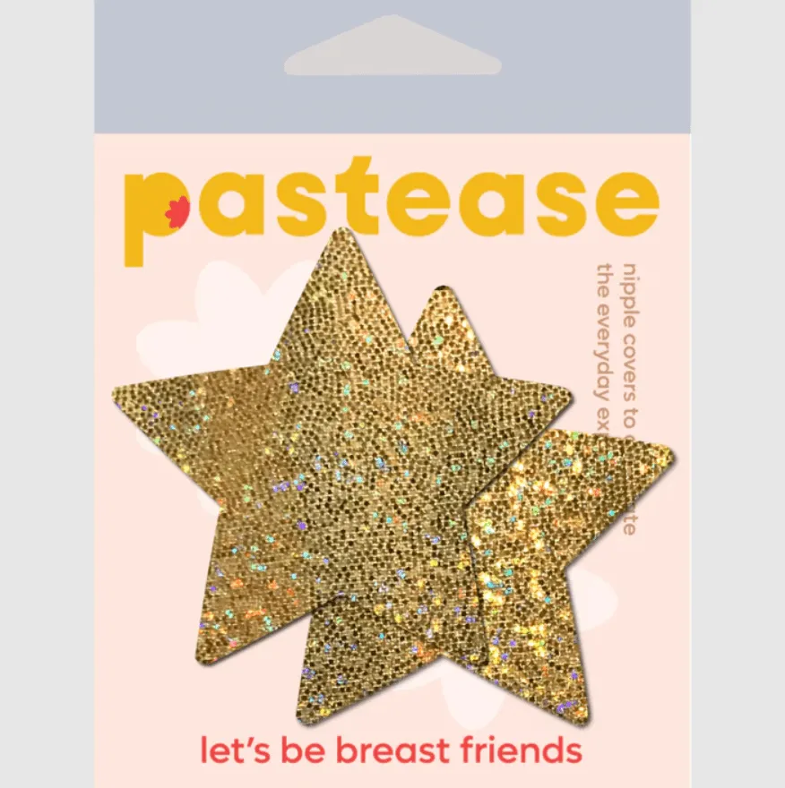 Star: Gold Glitter Stars Nipple Pasties
