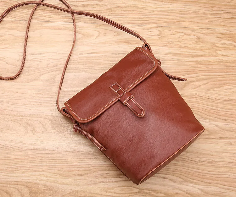 Stylish Leather Womens Bucket Bag Crossbody Bags Purse Shoulder Bag